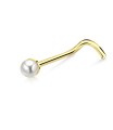 2mm Pearl Silver Curved Nose Stud NSKB-148p